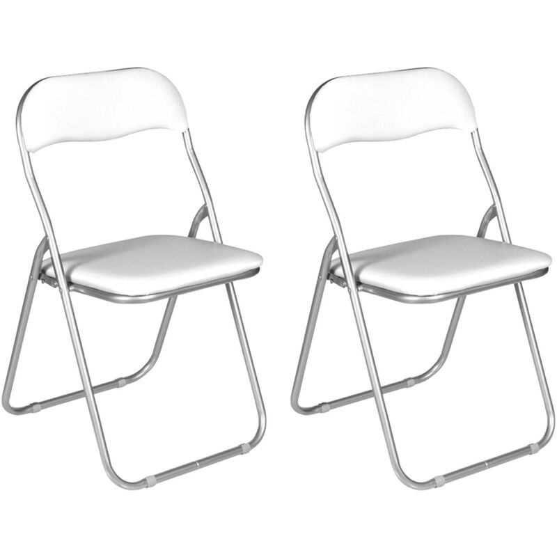 foto del prodotto set di due sedie pieghevoli, colore bianco, misure 43 x 47 x 78 cm, con imballo rinforzato dmora