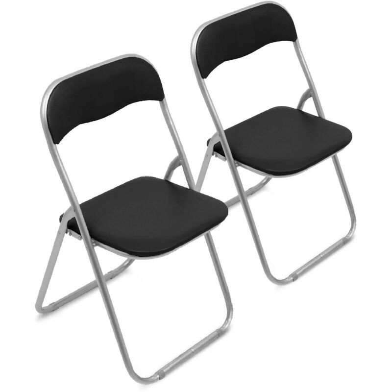 immagine 0 del prodotto set di due sedie pieghevoli, colore nero, misure 43 x 47 x 78 cm, con imballo rinforzato dmora