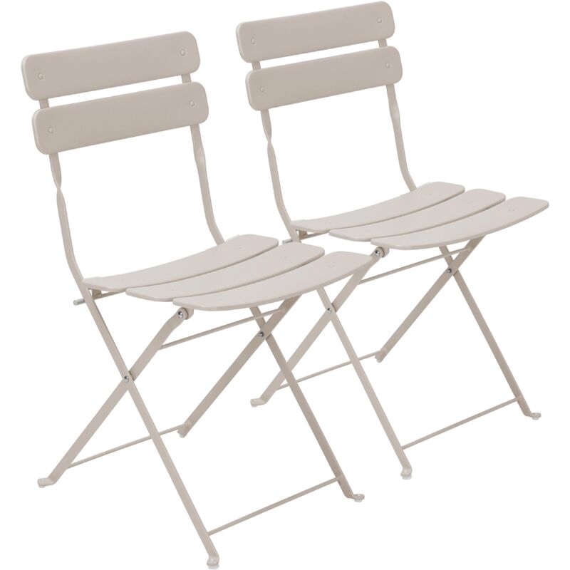 foto del prodotto set di due sedie pieghevoli in acciaio beige chiaro