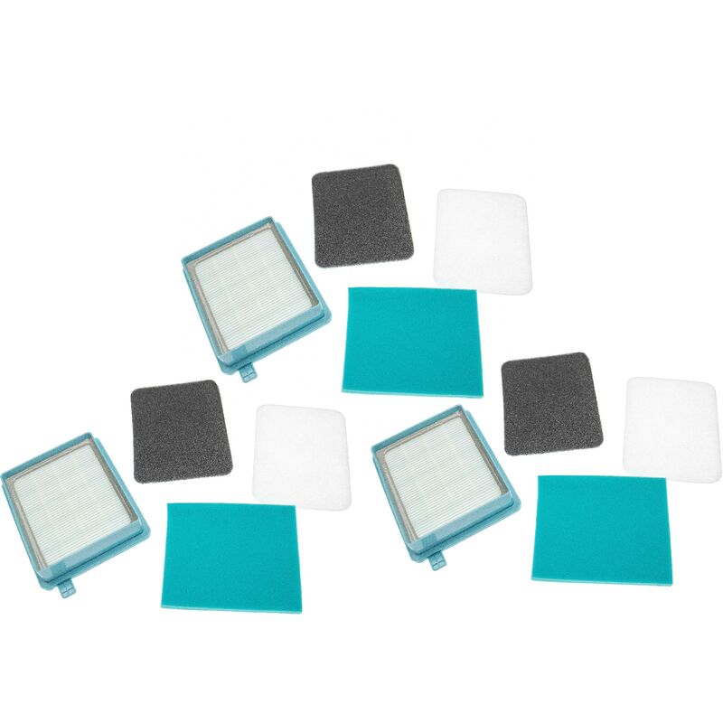 foto del prodotto set di filtri compatibile con philips powerpro active fc8671, fc8672 aspirapolvere - 12x filtro - vhbw