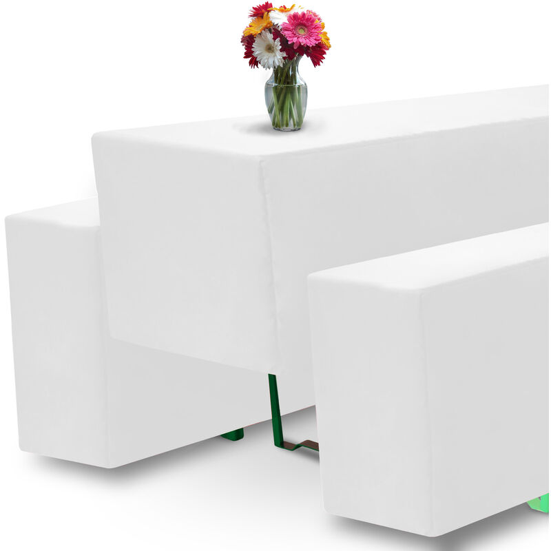 foto del prodotto set di fodere comfort m per panche da birreria 1 tovaglia e 2 imbottiture in gommapiuma bianco, 70x220cm beautissu
