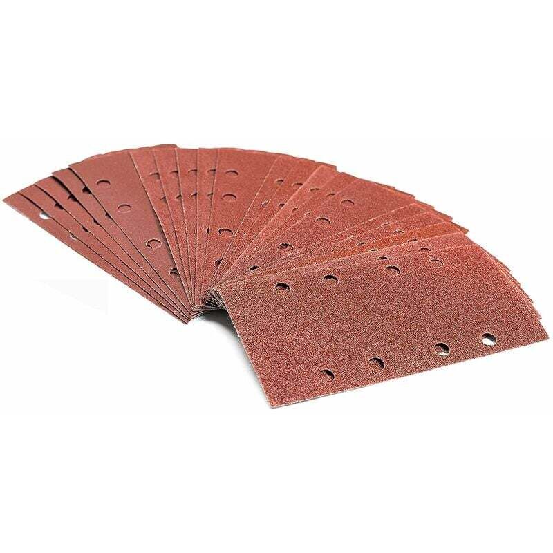 foto del prodotto set di fogli abrasivi 95 x 185 mm 10 grane 40 60 80 120 180 240 autoadesivi per levigatrice orbitale carta abrasiva ternel