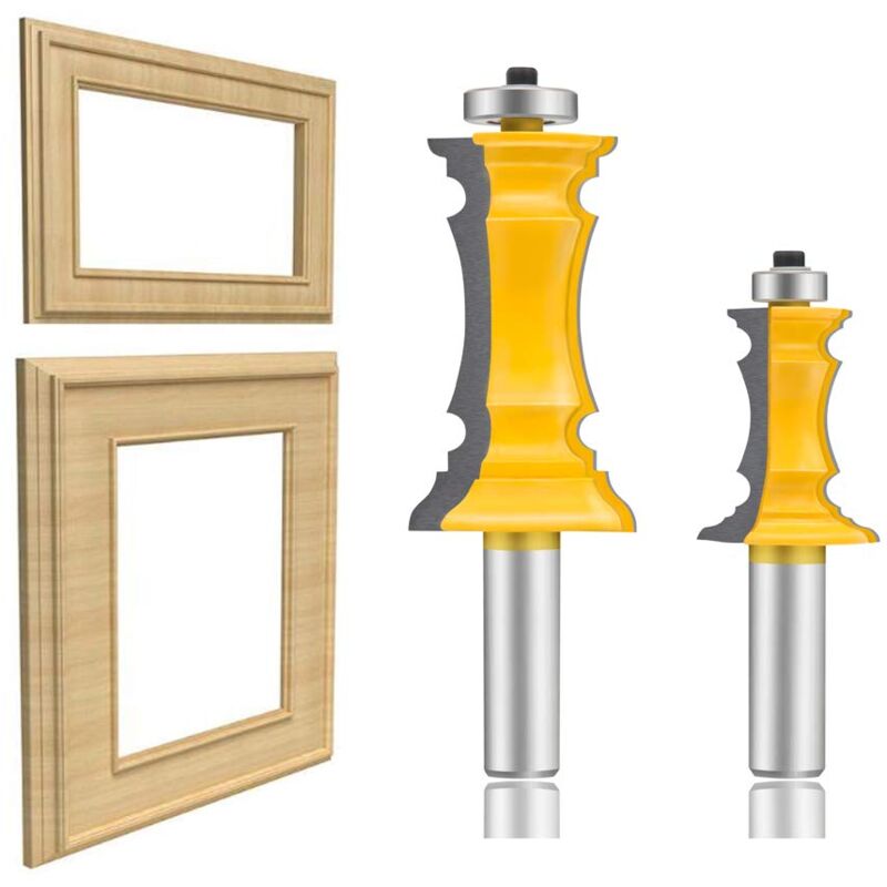 foto del prodotto set di fresatrici da 2 pezzi, fresa per modanatura per la lavorazione del legno con gambo da 1 2 pollice, fresa per porta dell armadio con pannello