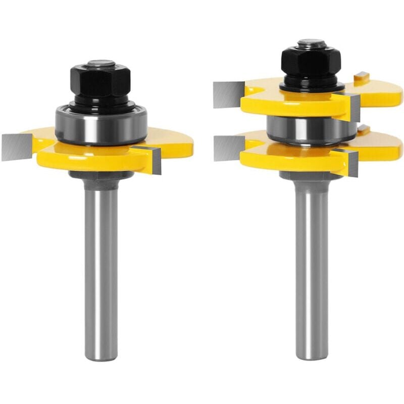 foto del prodotto set di frese per scanalature e linguette a 3 taglienti, gambo da 8 mm, a forma di t, utensili per lavorazione del legno