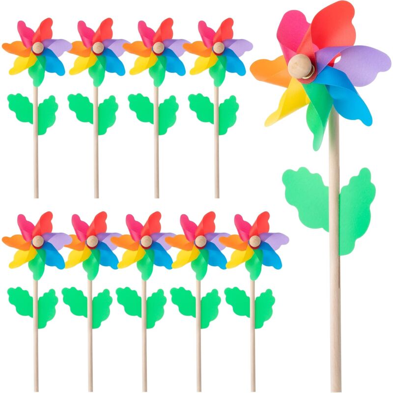 foto del prodotto set di girandole fai da te per feste in legno da 10 pezzi per prato da giardino giocattolo per bambini