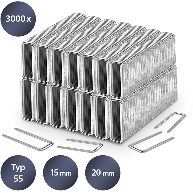 foto del prodotto set di graffette tipo 55, lunghezza 15-20 mm 3000 pz.