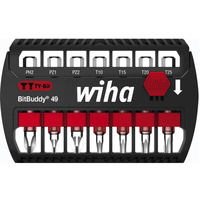 foto del prodotto set di inserti bitbuddy inserto ty 49 mm phillips, pozidriv, torx 7 pz. 1 4' e6,3 42117 - wiha
