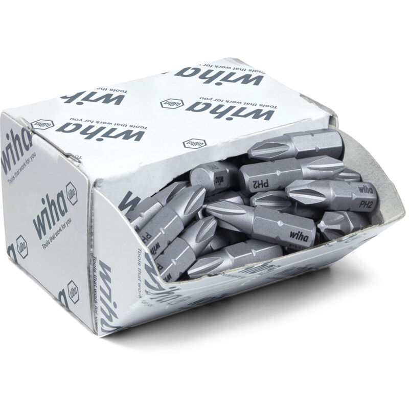 foto del prodotto set di inserti standard 25 mm phillips ph2 , 50 pz., 1 4 c6,3, in confezione grande 08048 wiha