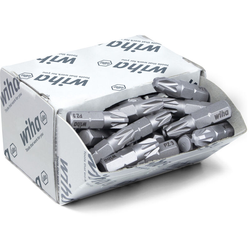 foto del prodotto set di inserti standard 25 mm pozidriv pz3 , 50 pz., 1 4 c6,3, in confezione grande 08058 wiha