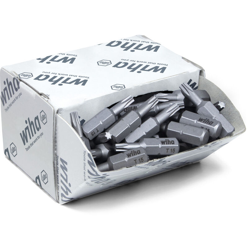 foto del prodotto set di inserti standard 25 mm torx t15 , 50 pz., 1 4 c6,3, in confezione grande 08066 wiha