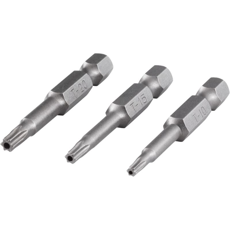 foto del prodotto set di inserti, torx con foro dimensioni 10 15 20 , 3 pezzi i 1261000 i 3 inserti solid, 50 mm wolfcraft