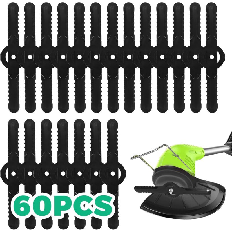 foto del prodotto set di lame di ricambio in plastica da 60 pezzi, 14 cm, set di lame per decespugliatore in plastica per tosaerba, lame di ricambio senza fili per