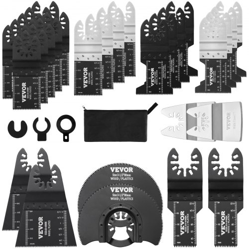 foto del prodotto set di lame oscillanti 30 pezzi in hcs 8 tipi di lame per utensile multifunzione taglio di legno metallo, kit di lame multifunzione totale 30 pezzi