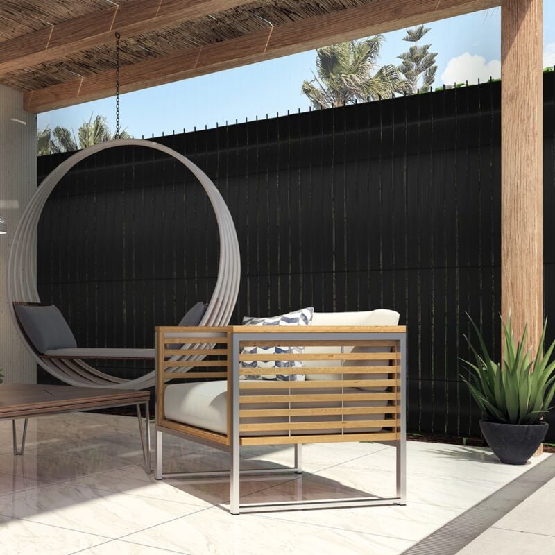 foto del prodotto set di lamelle oscuranti, arella in pvc nero l. 60 m per pannello a rete