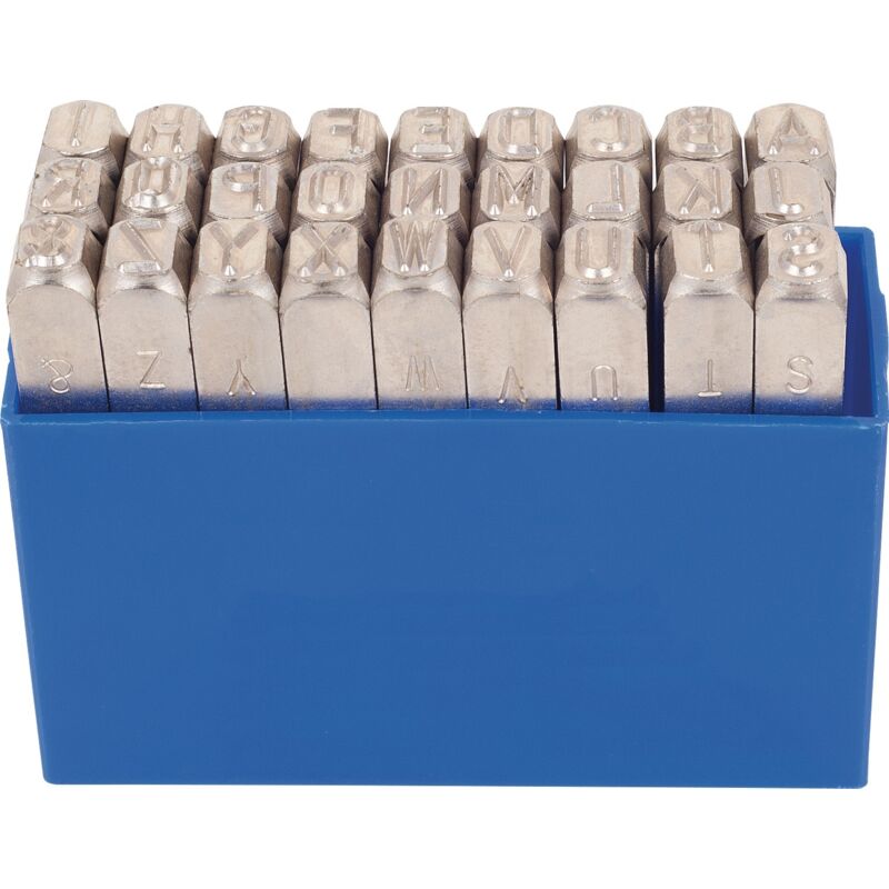 foto del prodotto set di lettere maiuscole 331 27 pezzi, lettere a z, altezza carattere 4 mm, in scatola di plastica