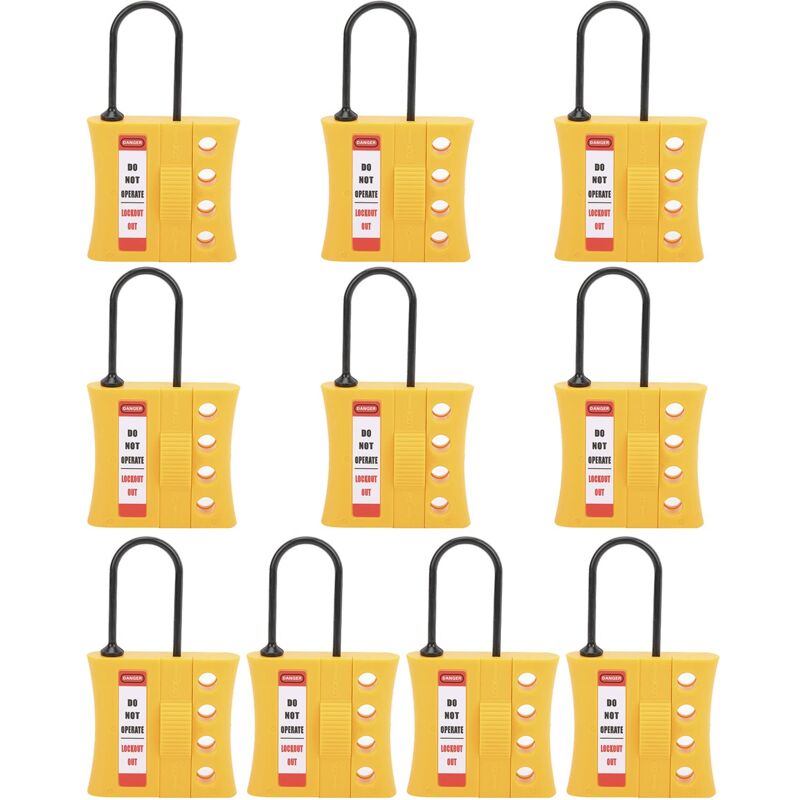 foto del prodotto set di lucchetti di sicurezza da 10 pezzi da 3 mm, lucchetto di sicurezza in nylon resistente a 4 fori per l isolamento e il bloccaggio