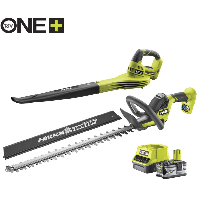 foto del prodotto set di macchine a batteria ryobi 18 v one , kit combinato, 2 pezzi, ry18ht55a obl1820s 1x4,0 ah