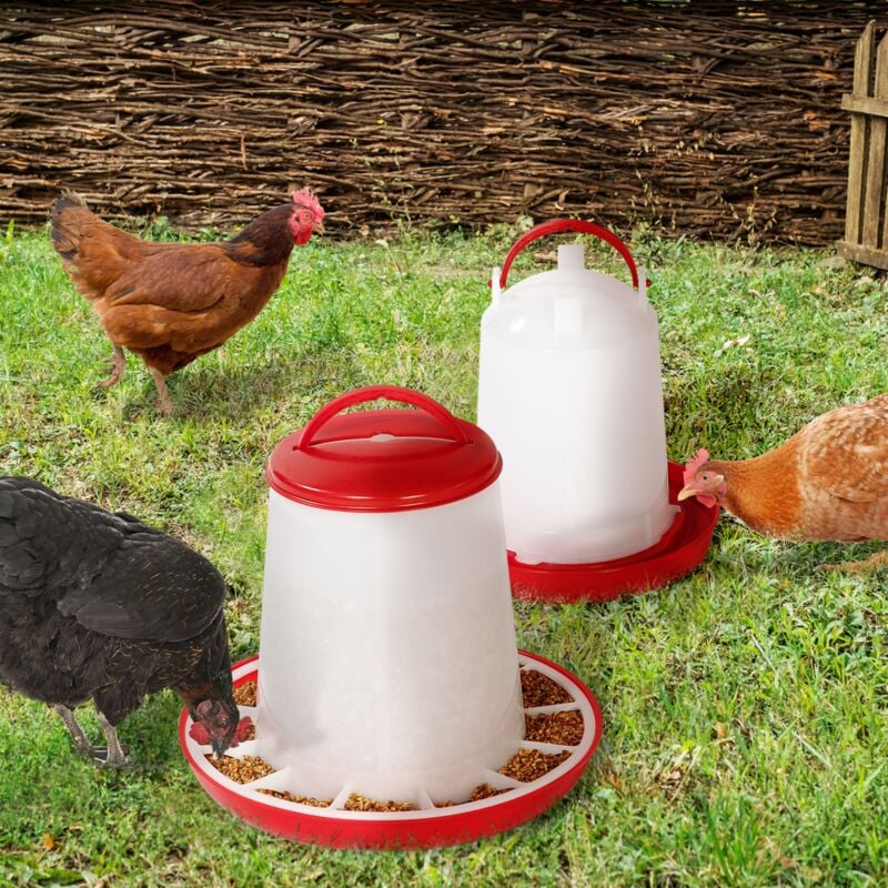 foto del prodotto set di mangiatoia da 3 kg e abbeveratoio da 3l per polli e pollame