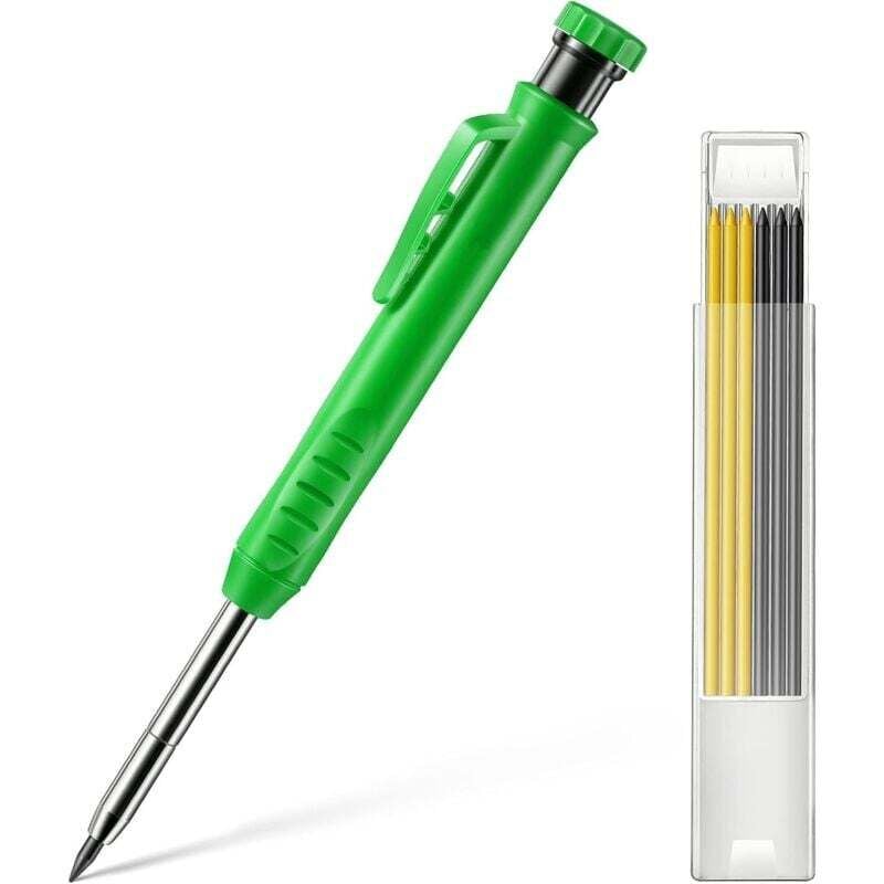 foto del prodotto set di matite da carpentiere per costruzioni robuste con 7 temperamatite a filo giallo grigio incorporati, pennarello a matita meccanica con foro