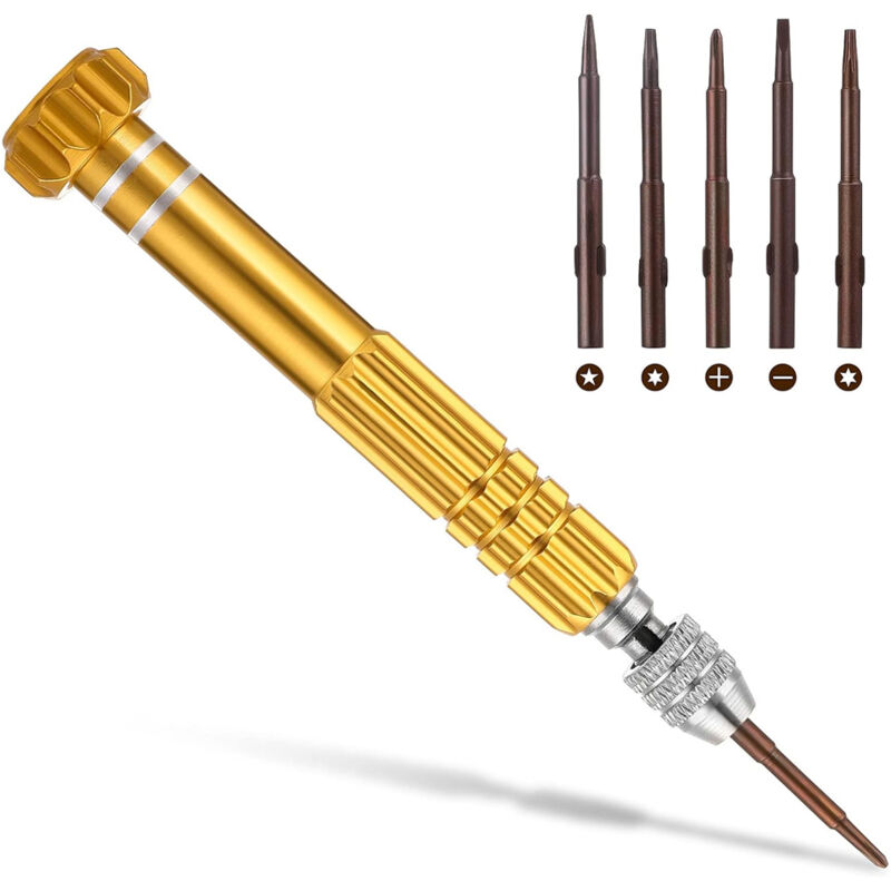 foto del prodotto set di mini cacciaviti 5 in 1, cacciavite multifunzionale a taglio phillips, adatto per occhiali, orologi, gioielli e riparazione di computer.