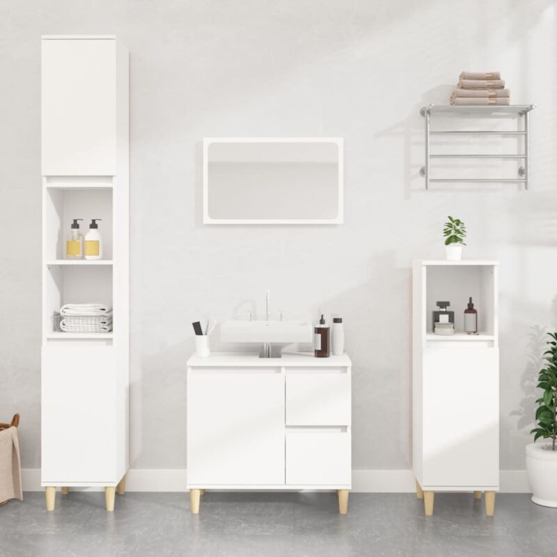 foto del prodotto set di mobili da bagno 3 pz bianco in legno multistrato vidaxl
