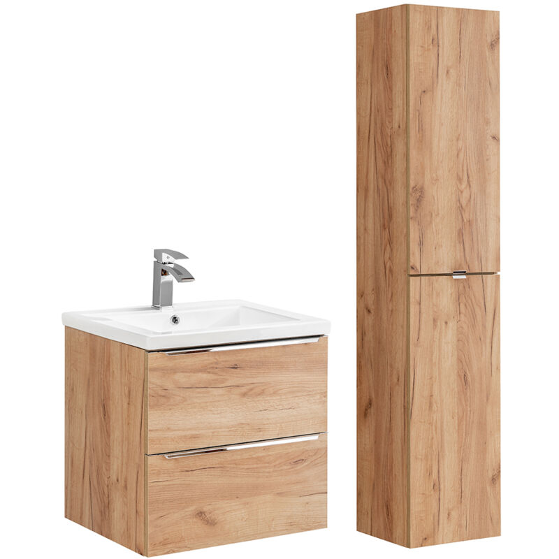 foto del prodotto set di mobili da bagno con lavabo april marrone 60cm