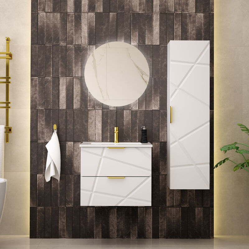 foto del prodotto set di mobili da bagno con lavabo aurora bianco 60cm