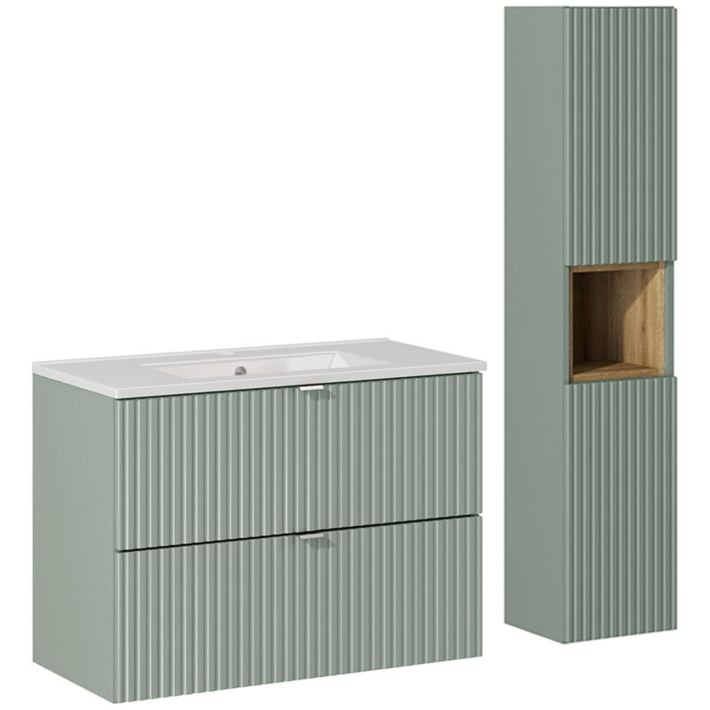 foto del prodotto set di mobili da bagno con lavabo jade verde 80cm