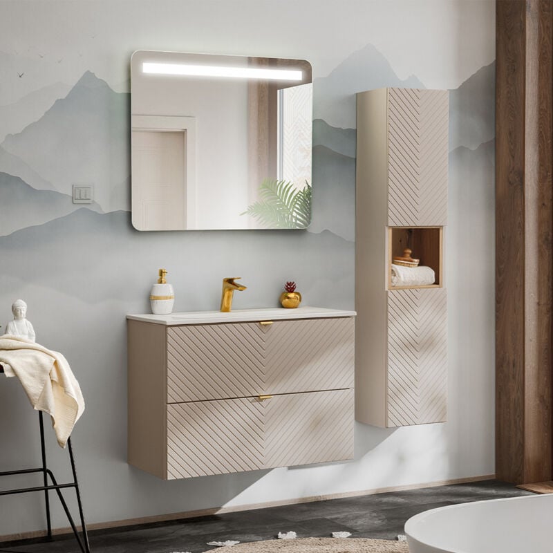 foto del prodotto set di mobili da bagno con lavabo manoa cachemire 80cm