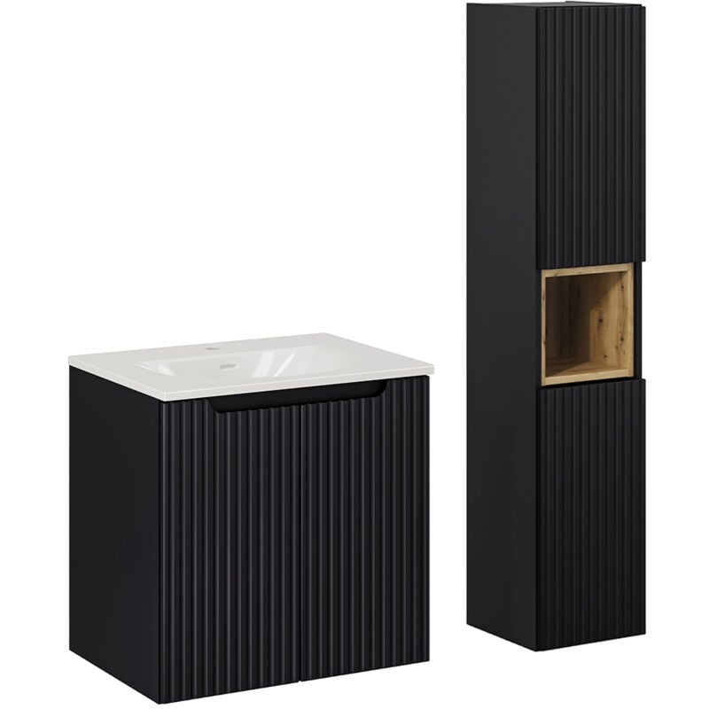 foto del prodotto set di mobili da bagno con lavabo riva nero 60cm
