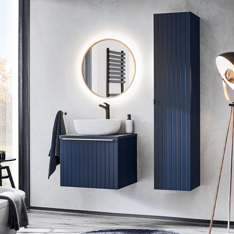 foto del prodotto set di mobili da bagno con lavabo ros blu 60cm