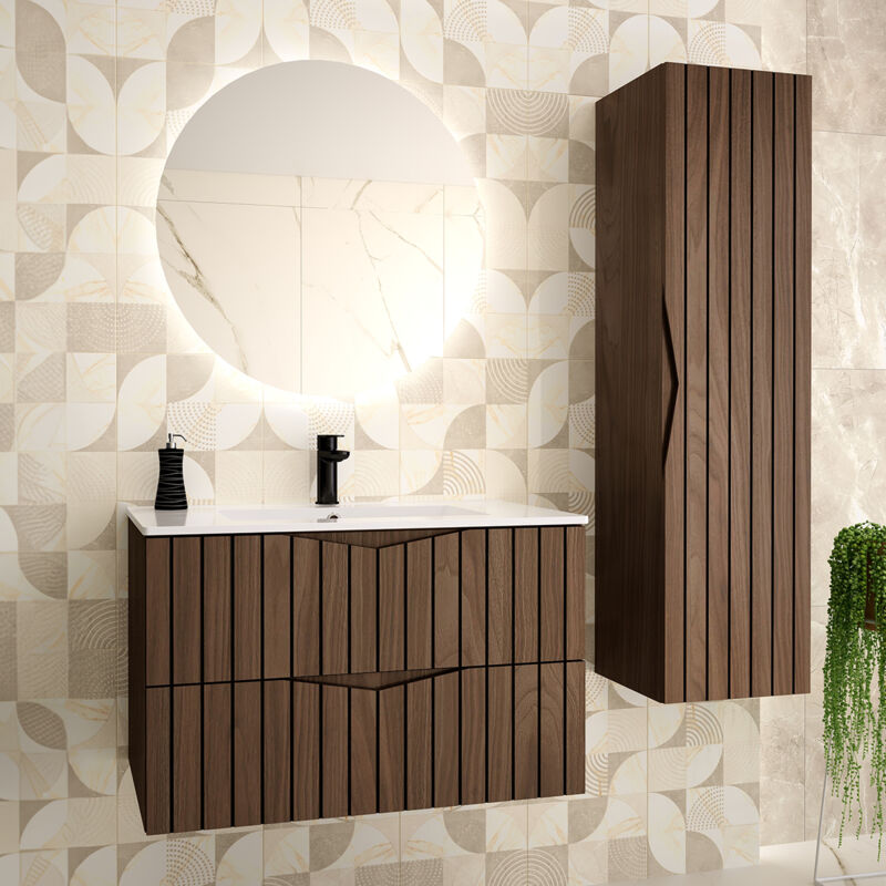 foto del prodotto set di mobili da bagno con lavabo siena marrone e nero 80cm
