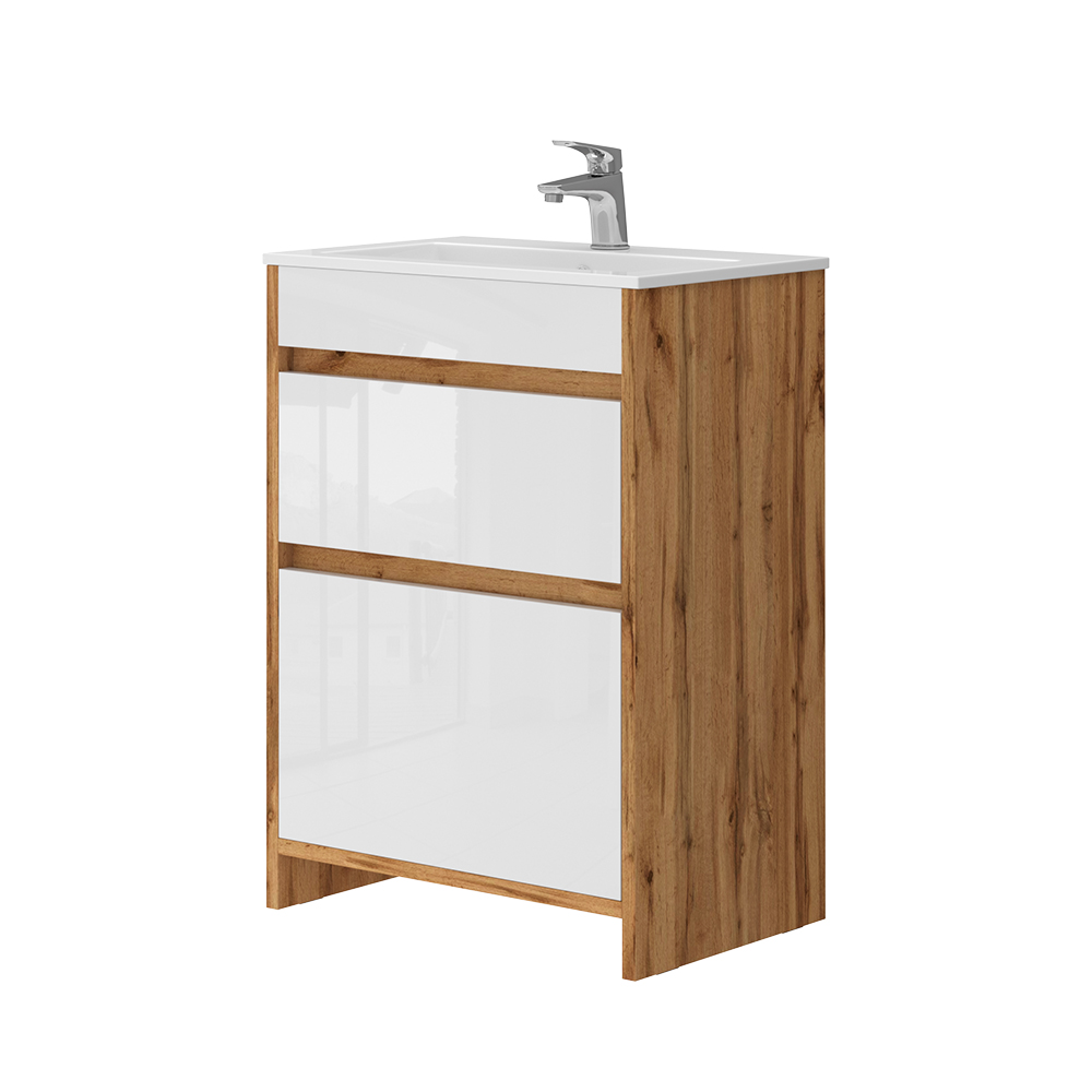 foto del prodotto set di mobili da bagno detmold, quercia dorata, 2 parti, base 60 cm, vicco