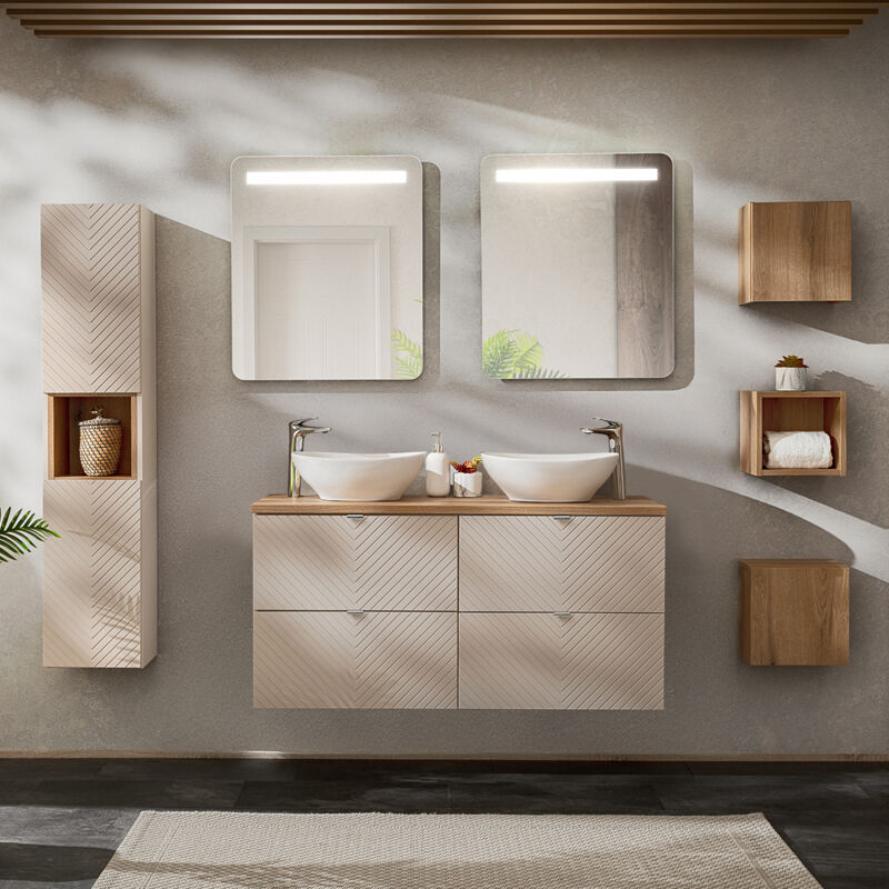 foto del prodotto set di mobili da bagno doppio lavabo manoa cachemire 120cm