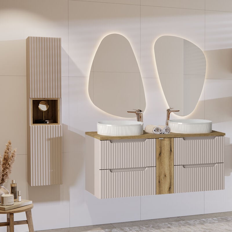 foto del prodotto set di mobili da bagno doppio lavabo riva cachemire 140cm