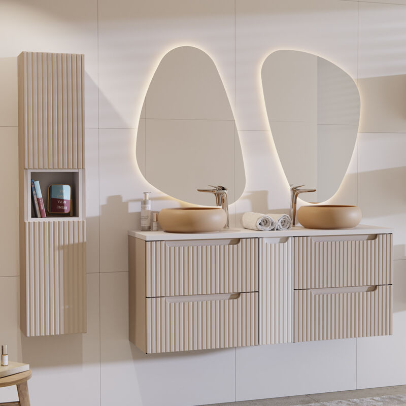 foto del prodotto set di mobili da bagno doppio lavabo riva cachemire 140cm