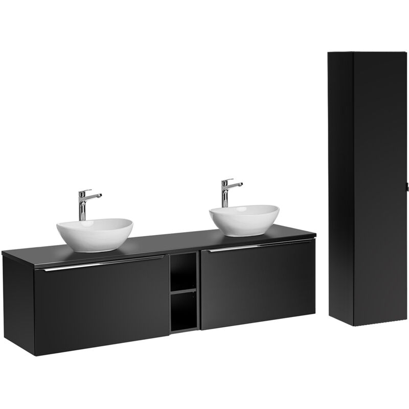 foto del prodotto set di mobili da bagno doppio lavabo ros nero 180cm