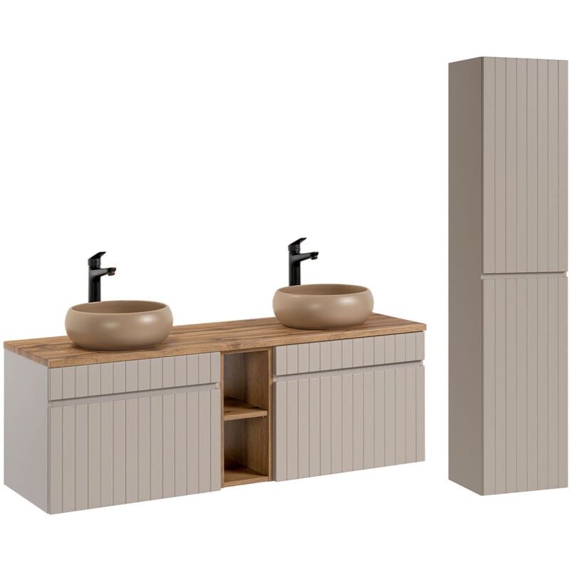 foto del prodotto set di mobili da bagno doppio lavabo zelie cachemire 140cm