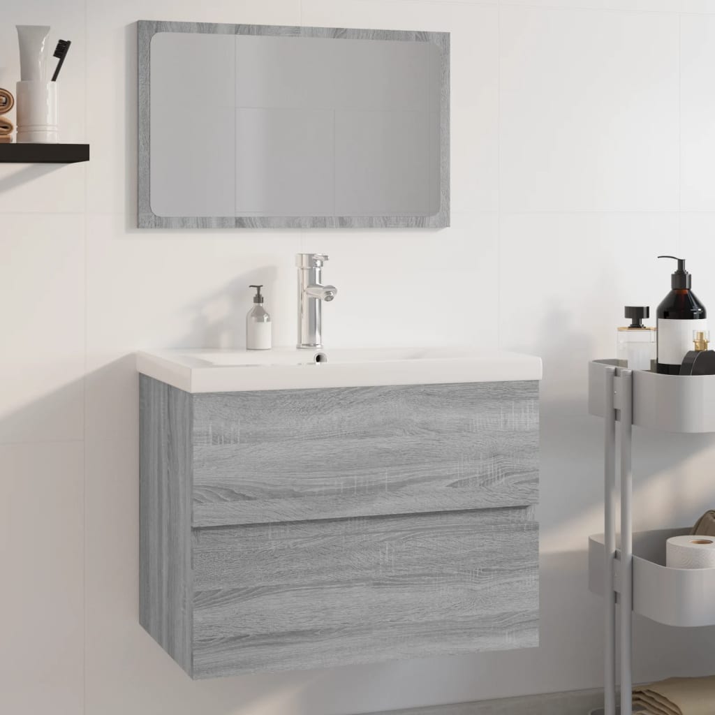 foto del prodotto set di mobili da bagno grigio sonoma in legno multistrato