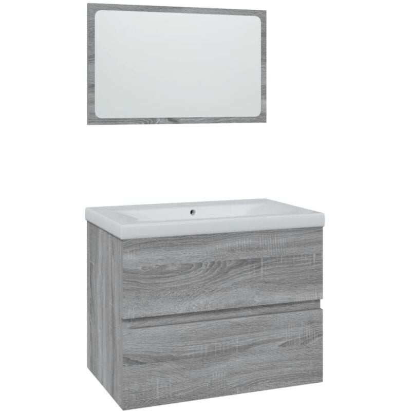 foto del prodotto set di mobili da bagno grigio sonoma in legno multistrato - vidaxl