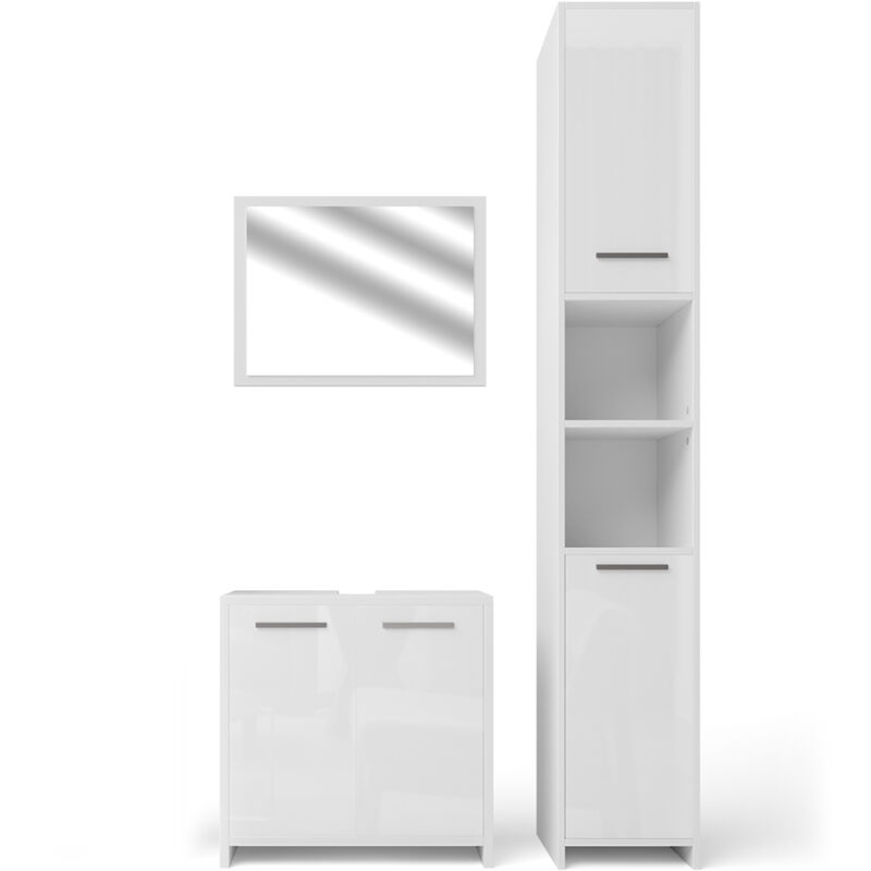 foto del prodotto set di mobili da bagno kiko, bianco lucido, 3 parti, vicco