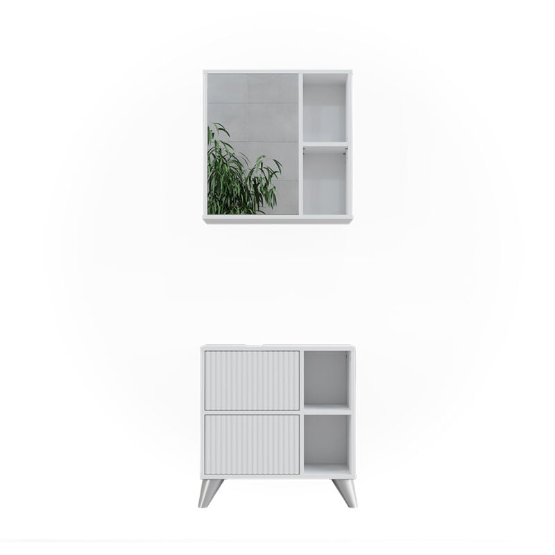 foto del prodotto set di mobili da bagno leano, bianco, 2 parti vicco