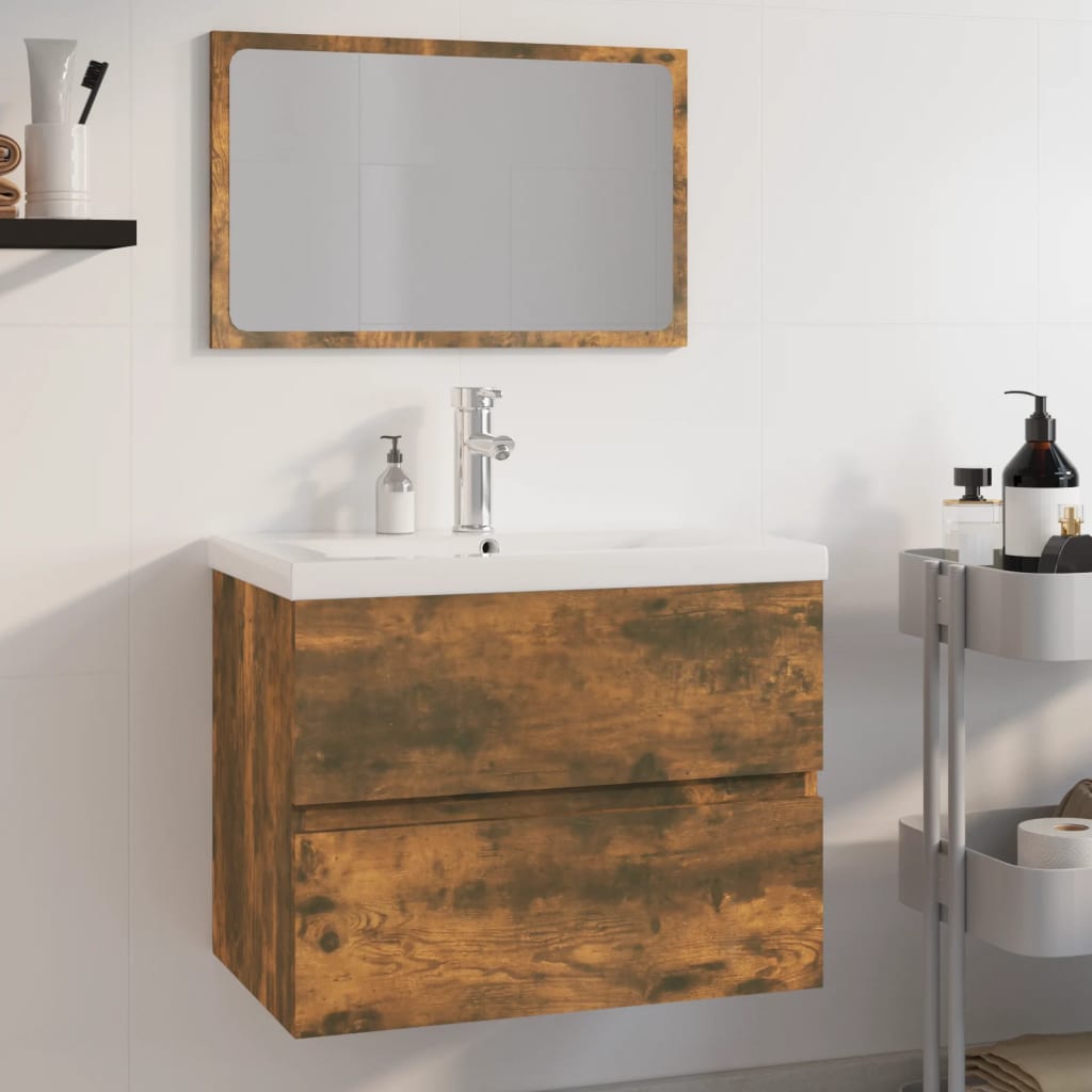 foto del prodotto set di mobili da bagno rovere fumo in legno multistrato cod mxl 31384