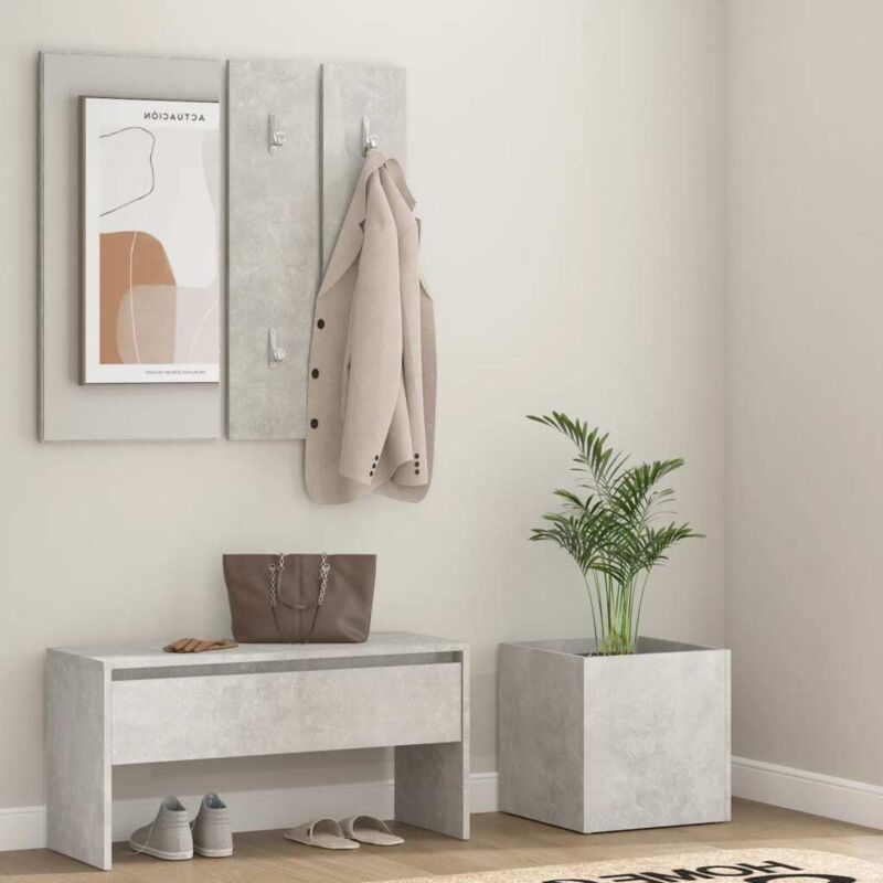 foto del prodotto set di mobili da corridoio grigio cemento in legno multistrato vidaxl