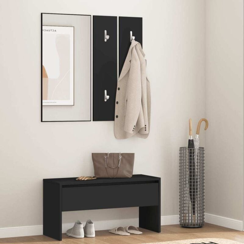 foto del prodotto set di mobili da corridoio nero in legno multistrato vidaxl
