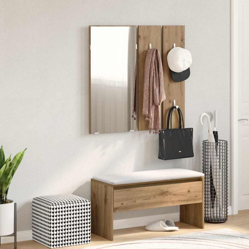foto del prodotto set di mobili da corridoio rovere artigianale legno multistrato - vidaxl
