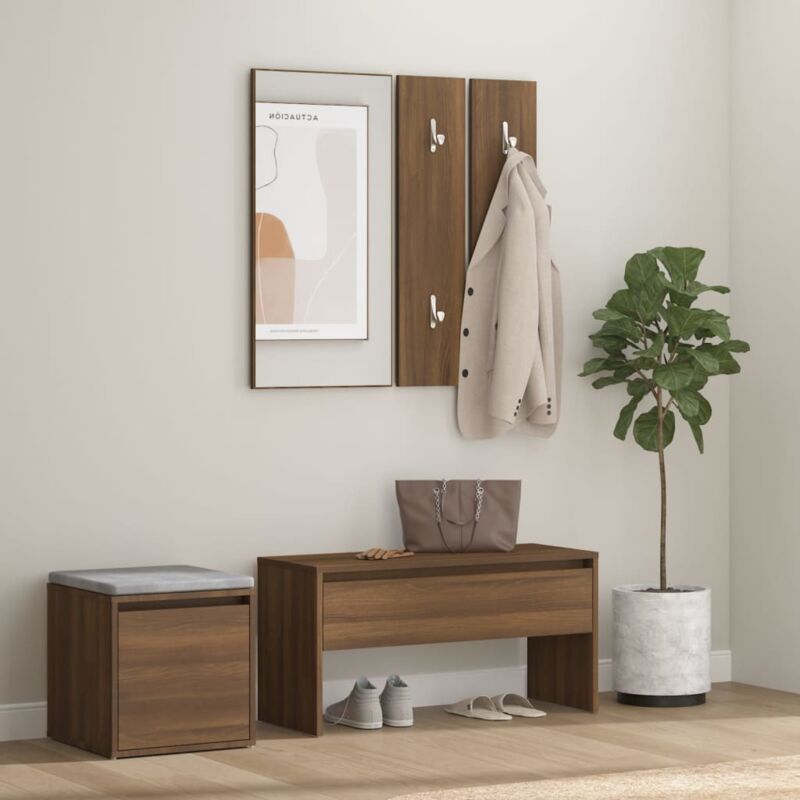 foto del prodotto set di mobili da corridoio rovere marrone in legno multistrato vidaxl