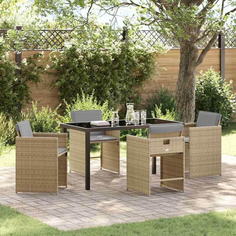 foto del prodotto set di mobili da giardino 5 pezzi con cuscini beige rattan polipropilene vidaxl