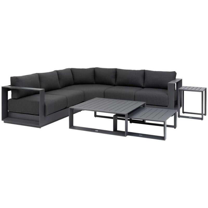 foto del prodotto set di mobili da giardino angolari allure graphite a 5 posti in alluminio e poliestere hesp ride