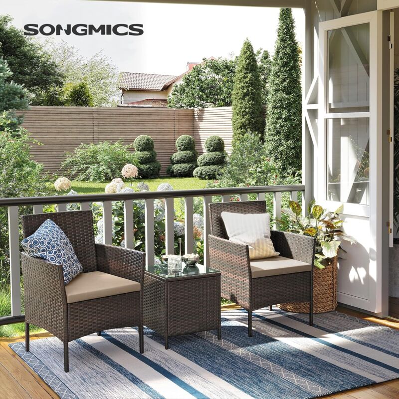 foto del prodotto set di mobili da giardino in polyrattan, salotto da giardino, mobili in stile rattan pe, per patio balcone cortile, marrone e talpa